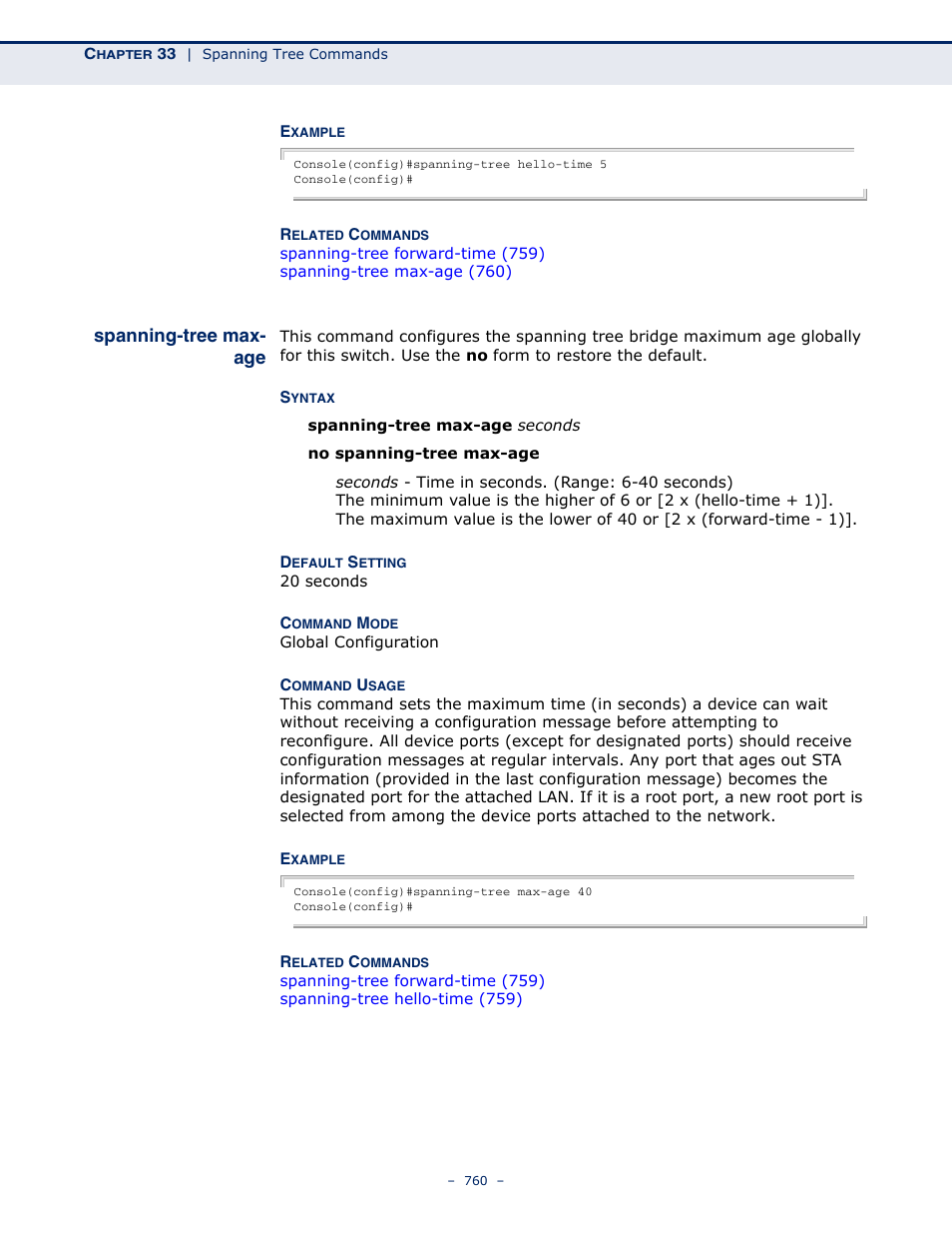 Spanning-tree max-age | Microsens MS453490M Management Guide User Manual | Page 760 / 984