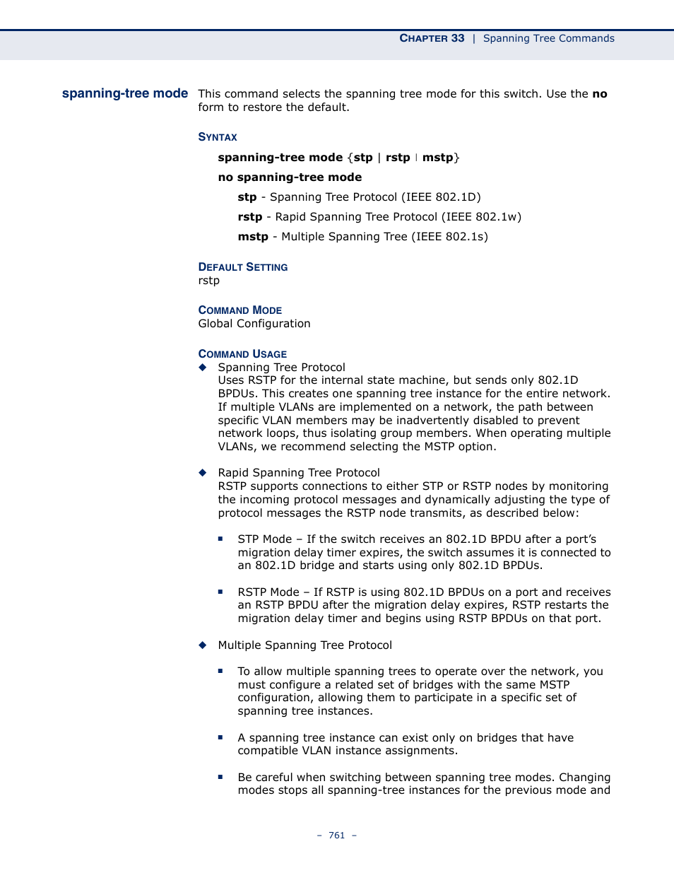 Spanning-tree mode | Microsens MS453490M Management Guide User Manual | Page 761 / 984