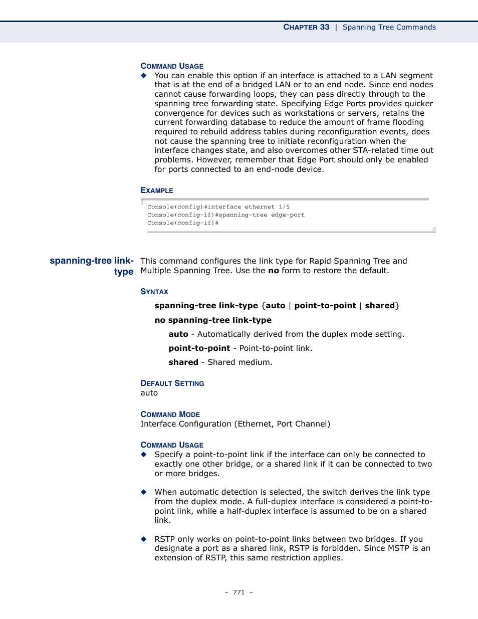 Spanning-tree link-type | Microsens MS453490M Management Guide User Manual | Page 771 / 984