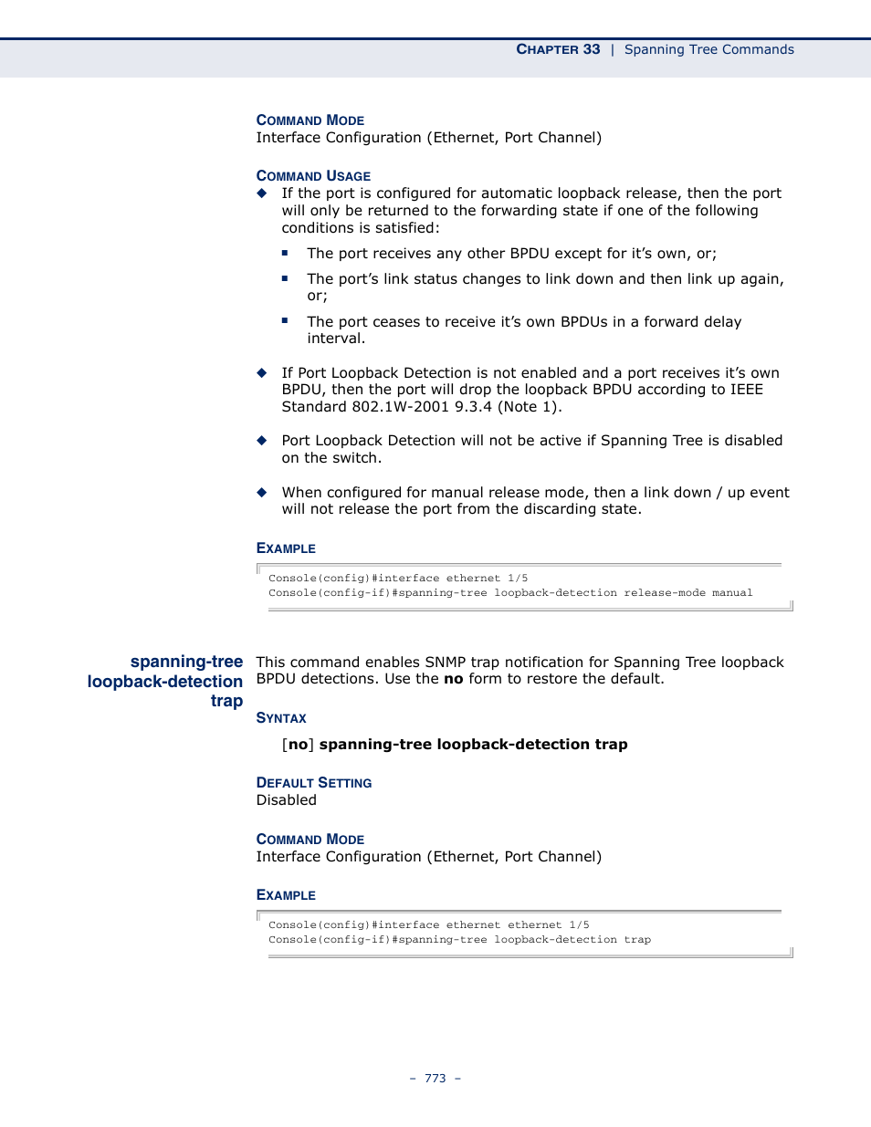 Spanning-tree loopback-detection trap, Spanning-tree loopback, Detection trap | Microsens MS453490M Management Guide User Manual | Page 773 / 984