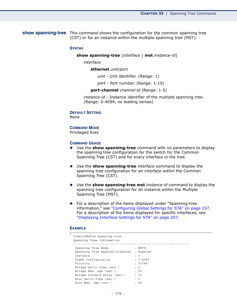 Show spanning-tree | Microsens MS453490M Management Guide User Manual | Page 779 / 984
