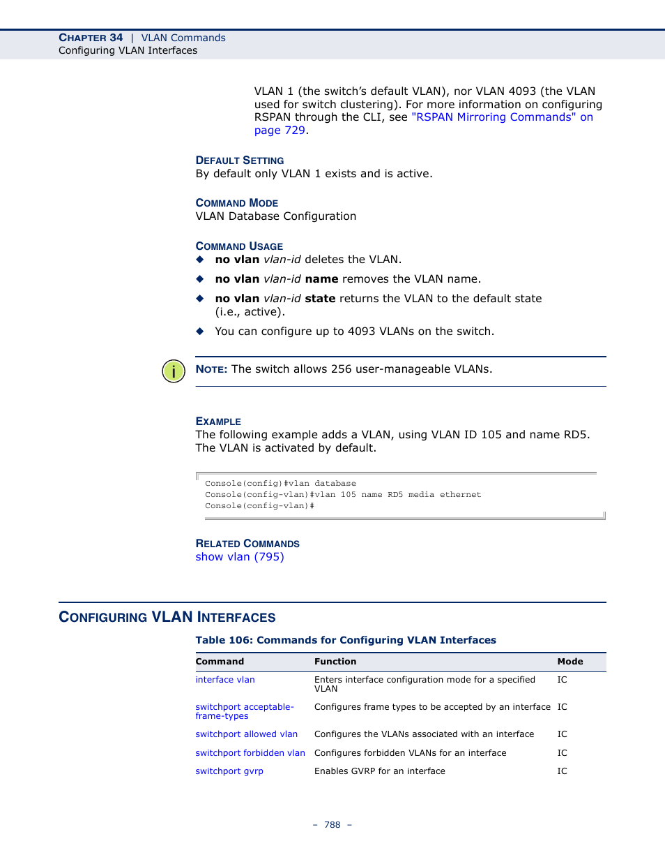 Configuring vlan interfaces, Configuring vlan, Interfaces | Vlan i | Microsens MS453490M Management Guide User Manual | Page 788 / 984