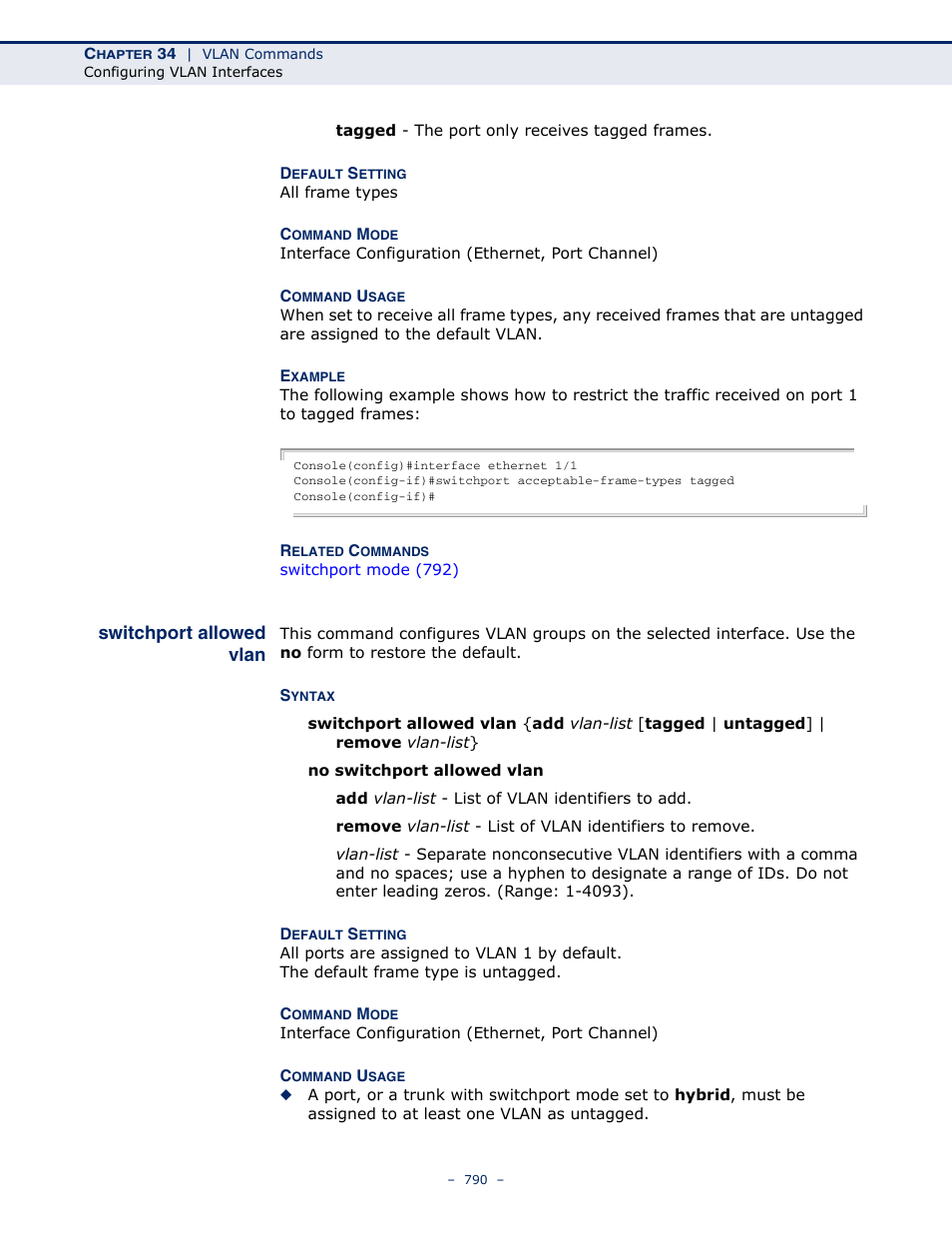 Switchport allowed vlan | Microsens MS453490M Management Guide User Manual | Page 790 / 984