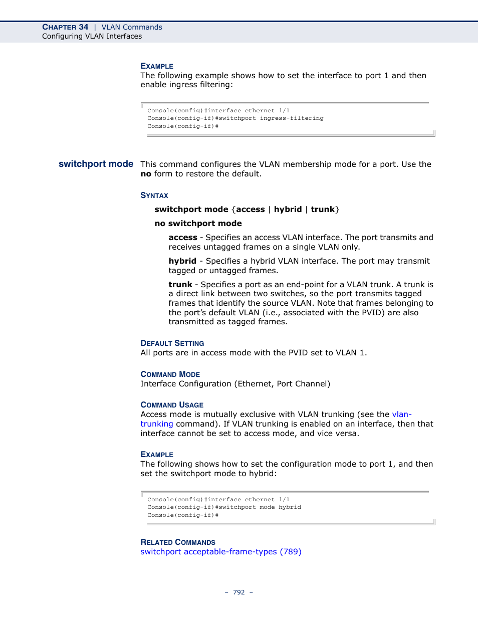 Switchport mode, Switchport, Mode | Microsens MS453490M Management Guide User Manual | Page 792 / 984