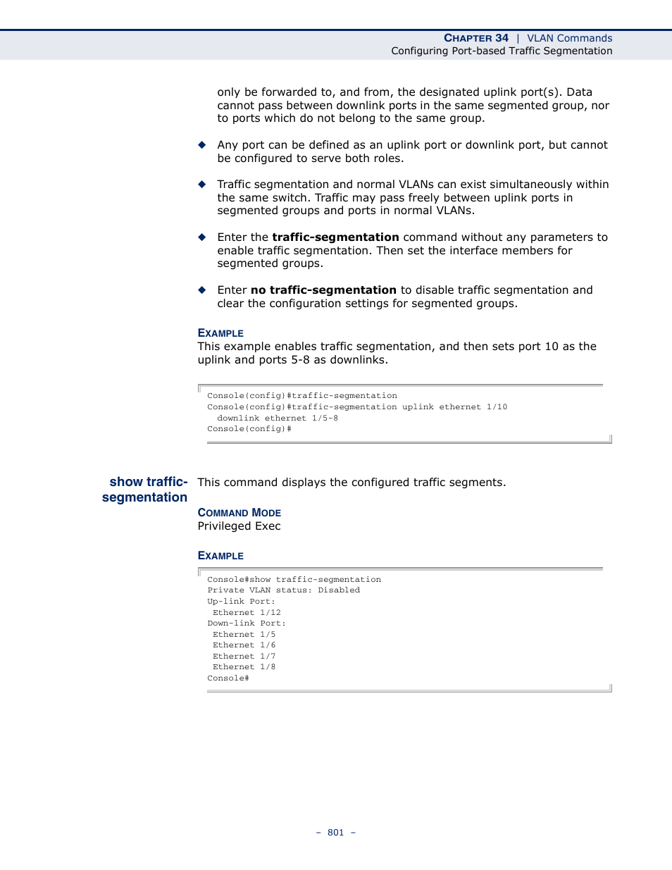 Show traffic-segmentation, Show traffic, Segmentation | Show traffic- segmentation | Microsens MS453490M Management Guide User Manual | Page 801 / 984