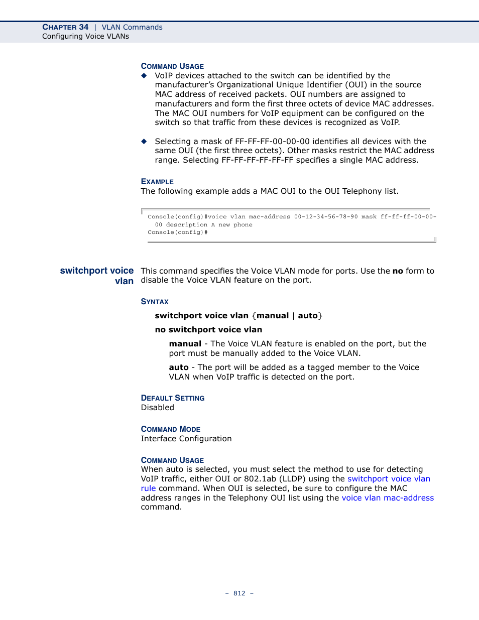 Switchport voice vlan | Microsens MS453490M Management Guide User Manual | Page 812 / 984