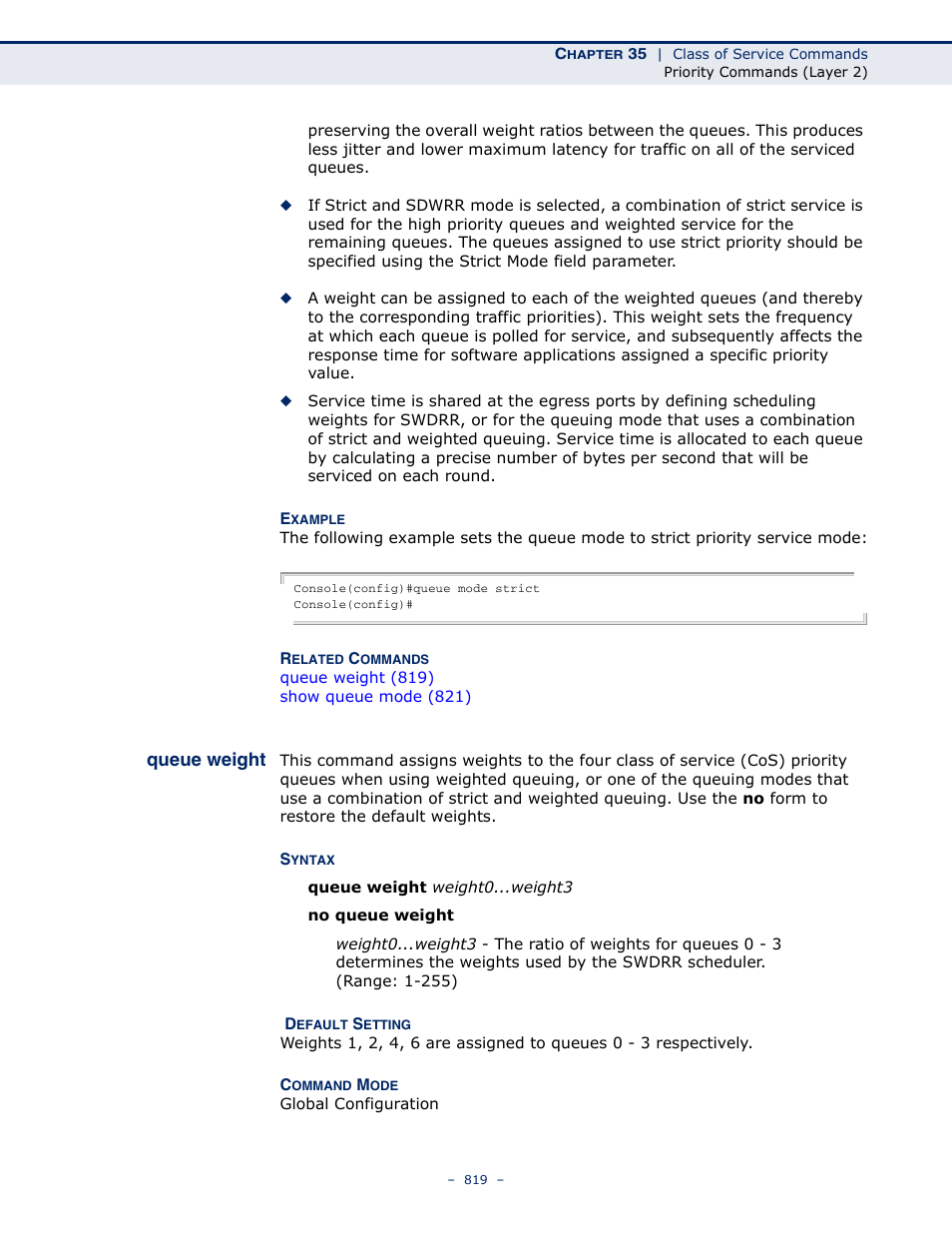 Queue weight | Microsens MS453490M Management Guide User Manual | Page 819 / 984