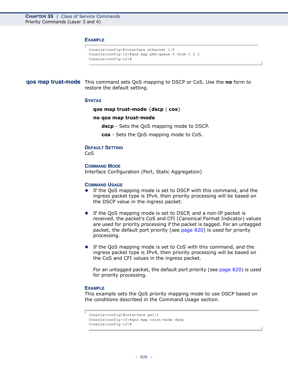 Qos map trust-mode | Microsens MS453490M Management Guide User Manual | Page 826 / 984