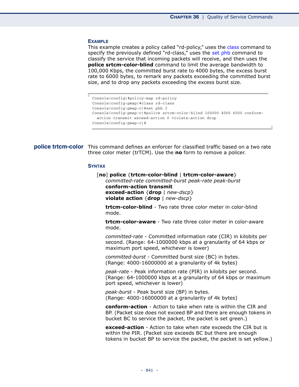 Police trtcm-color | Microsens MS453490M Management Guide User Manual | Page 841 / 984