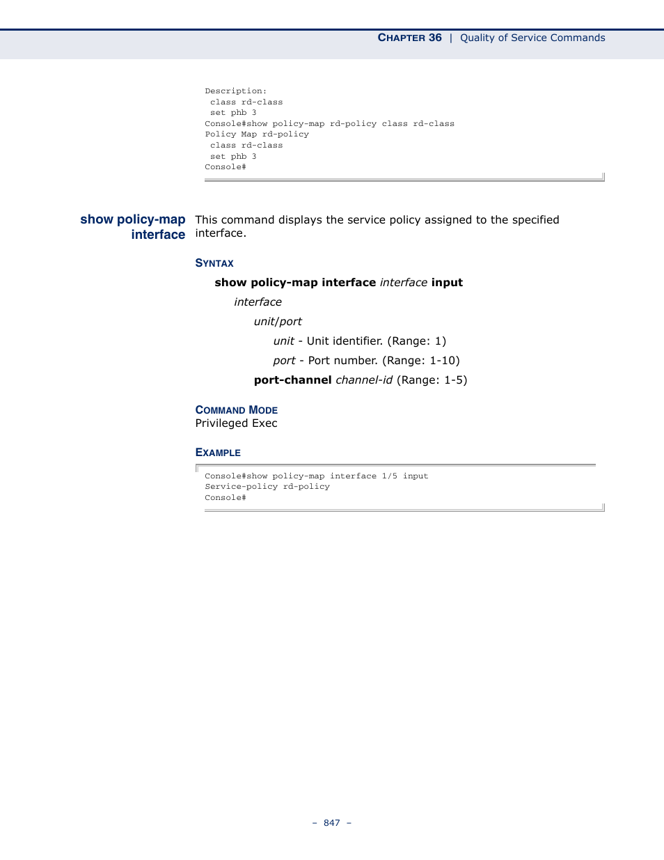 Show policy-map interface | Microsens MS453490M Management Guide User Manual | Page 847 / 984