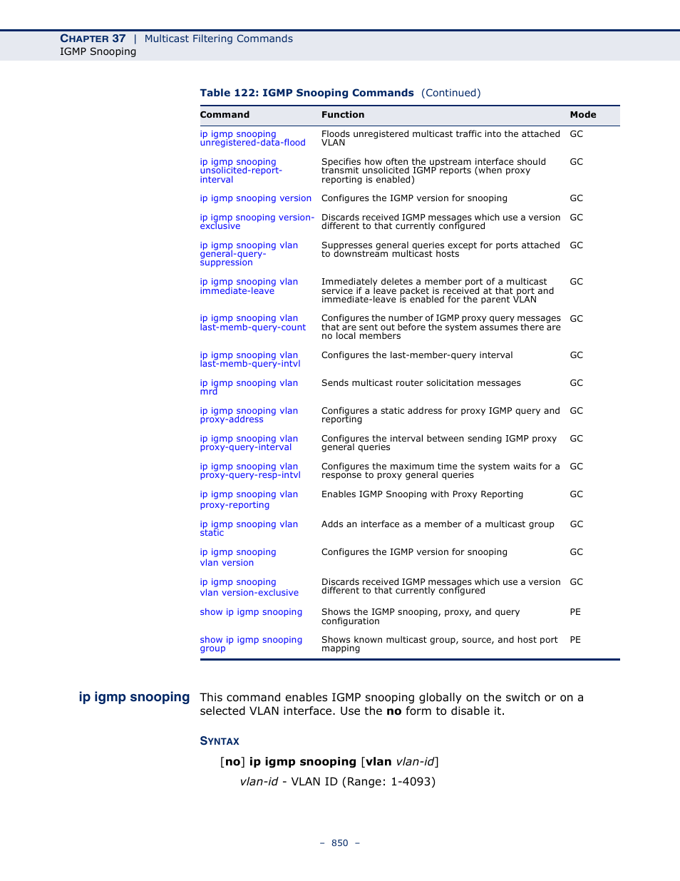 Ip igmp snooping | Microsens MS453490M Management Guide User Manual | Page 850 / 984