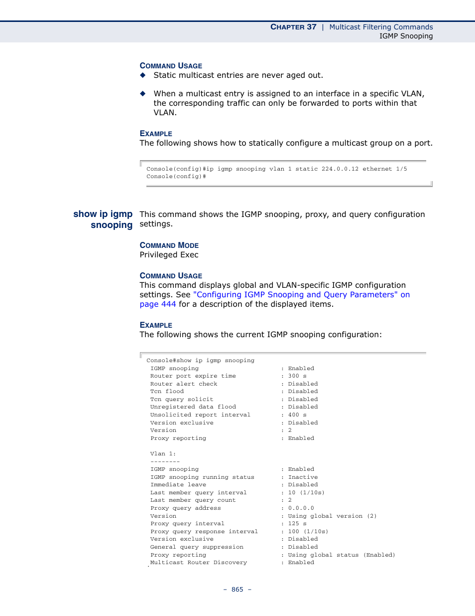 Show ip igmp snooping | Microsens MS453490M Management Guide User Manual | Page 865 / 984