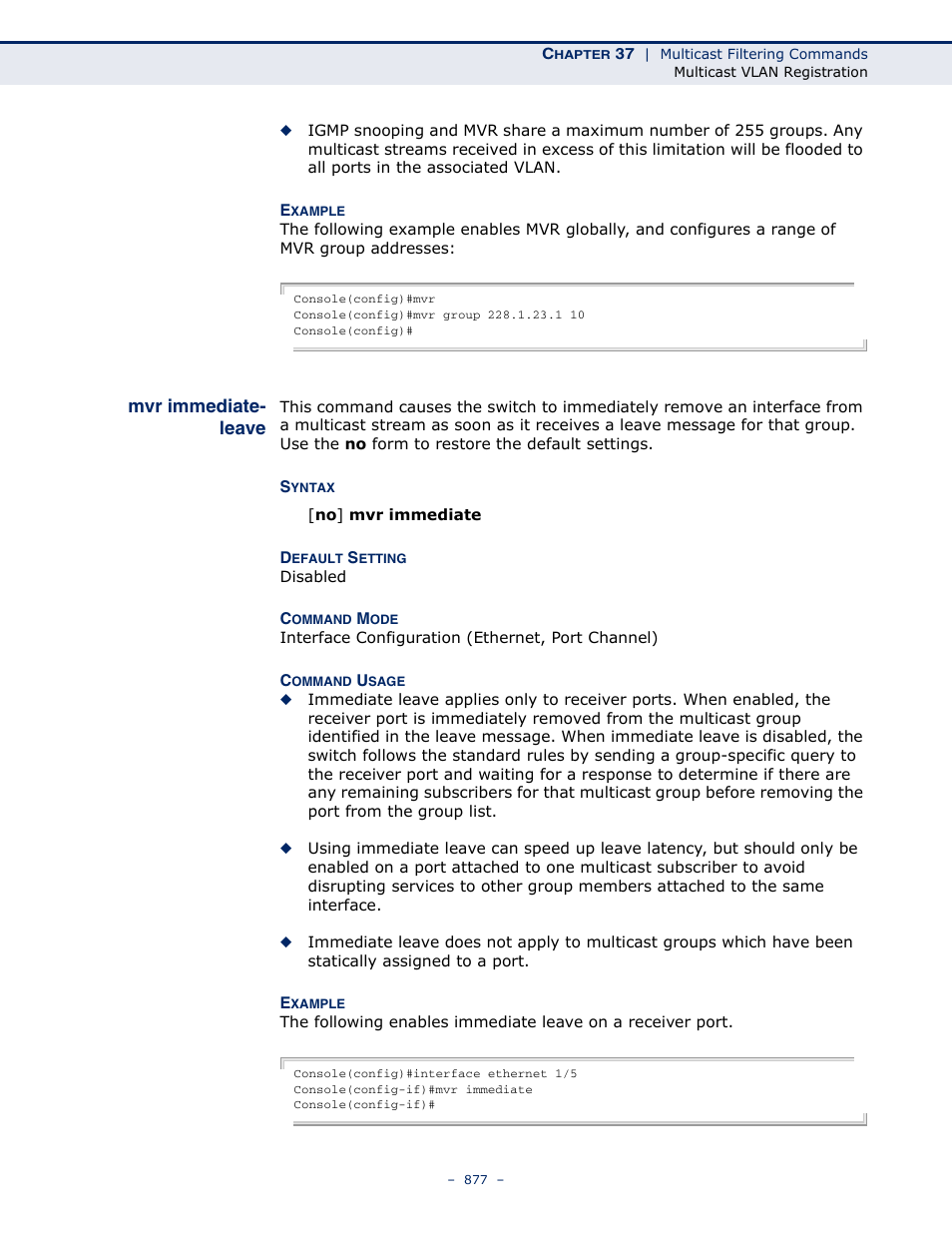 Mvr immediate-leave | Microsens MS453490M Management Guide User Manual | Page 877 / 984