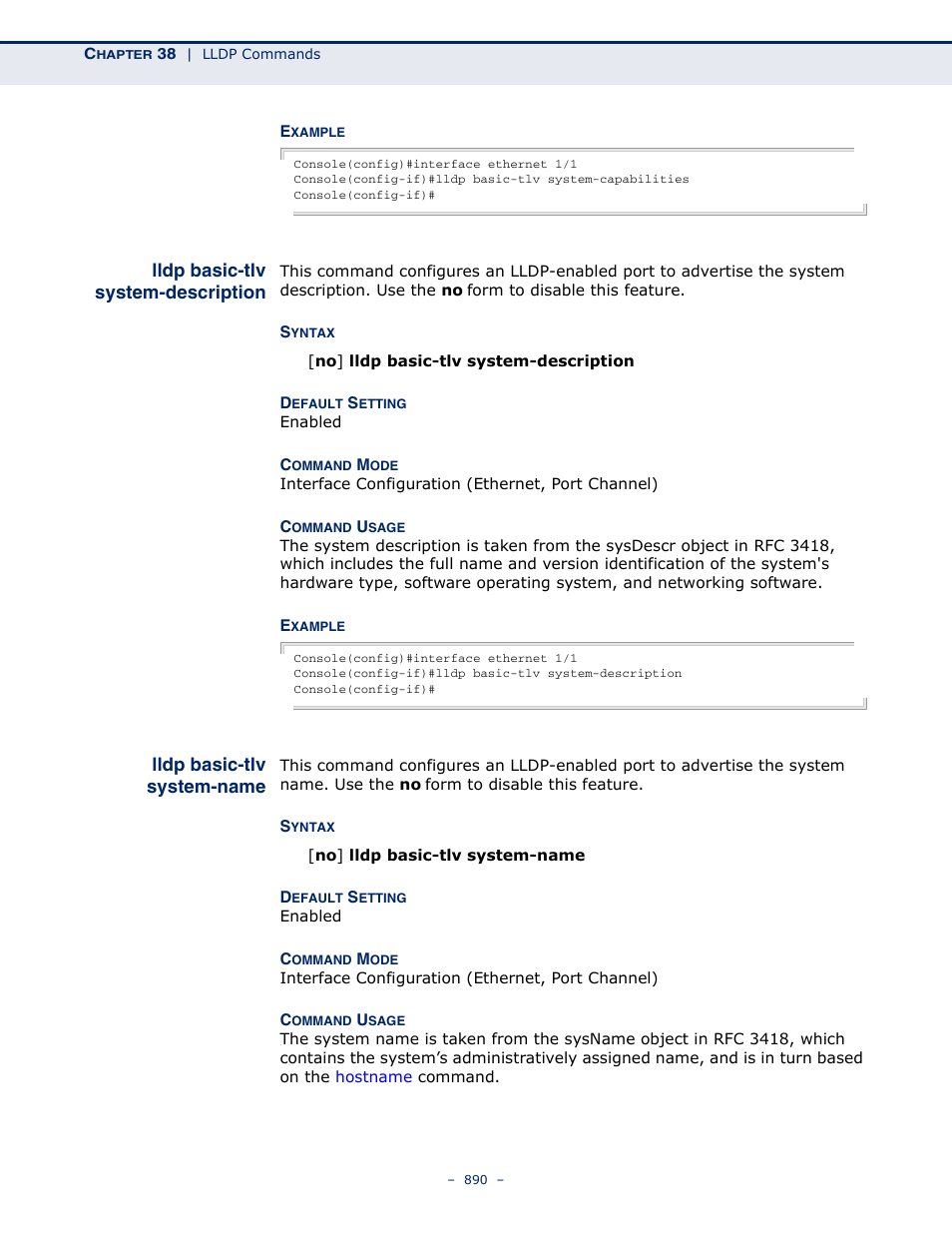 Lldp basic-tlv system-description, Lldp basic-tlv system-name, Lldp basic-tlv system | Description, Name | Microsens MS453490M Management Guide User Manual | Page 890 / 984