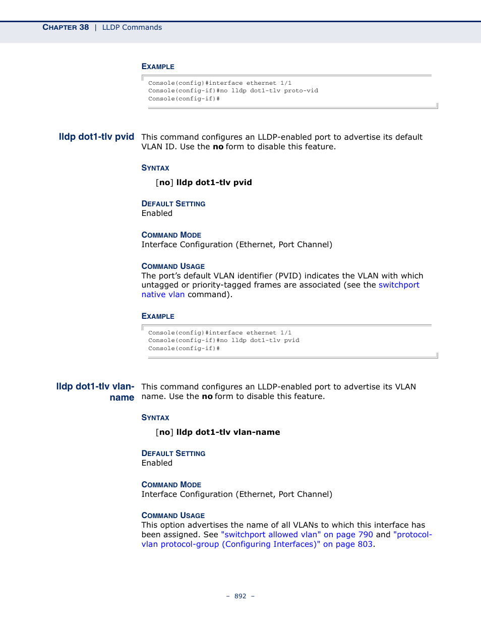 Lldp dot1-tlv pvid, Lldp dot1-tlv vlan-name, Lldp dot1-tlv vlan | Name, Lldp dot1-tlv vlan- name | Microsens MS453490M Management Guide User Manual | Page 892 / 984