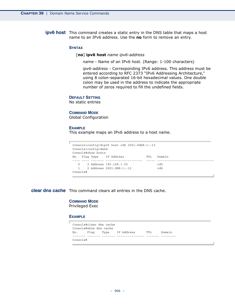 Ipv6 host, Clear dns cache | Microsens MS453490M Management Guide User Manual | Page 906 / 984