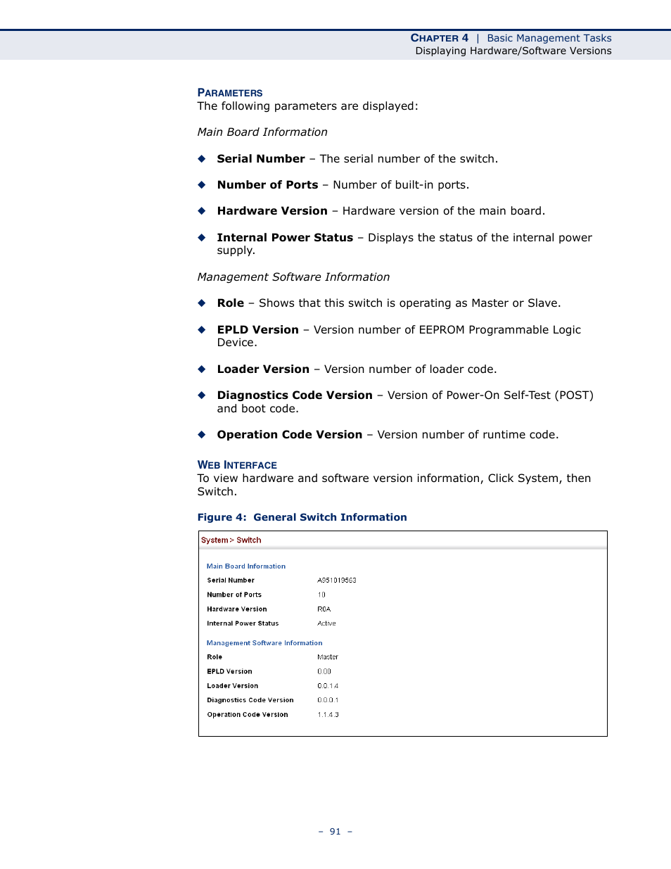 Figure 4: general switch information | Microsens MS453490M Management Guide User Manual | Page 91 / 984