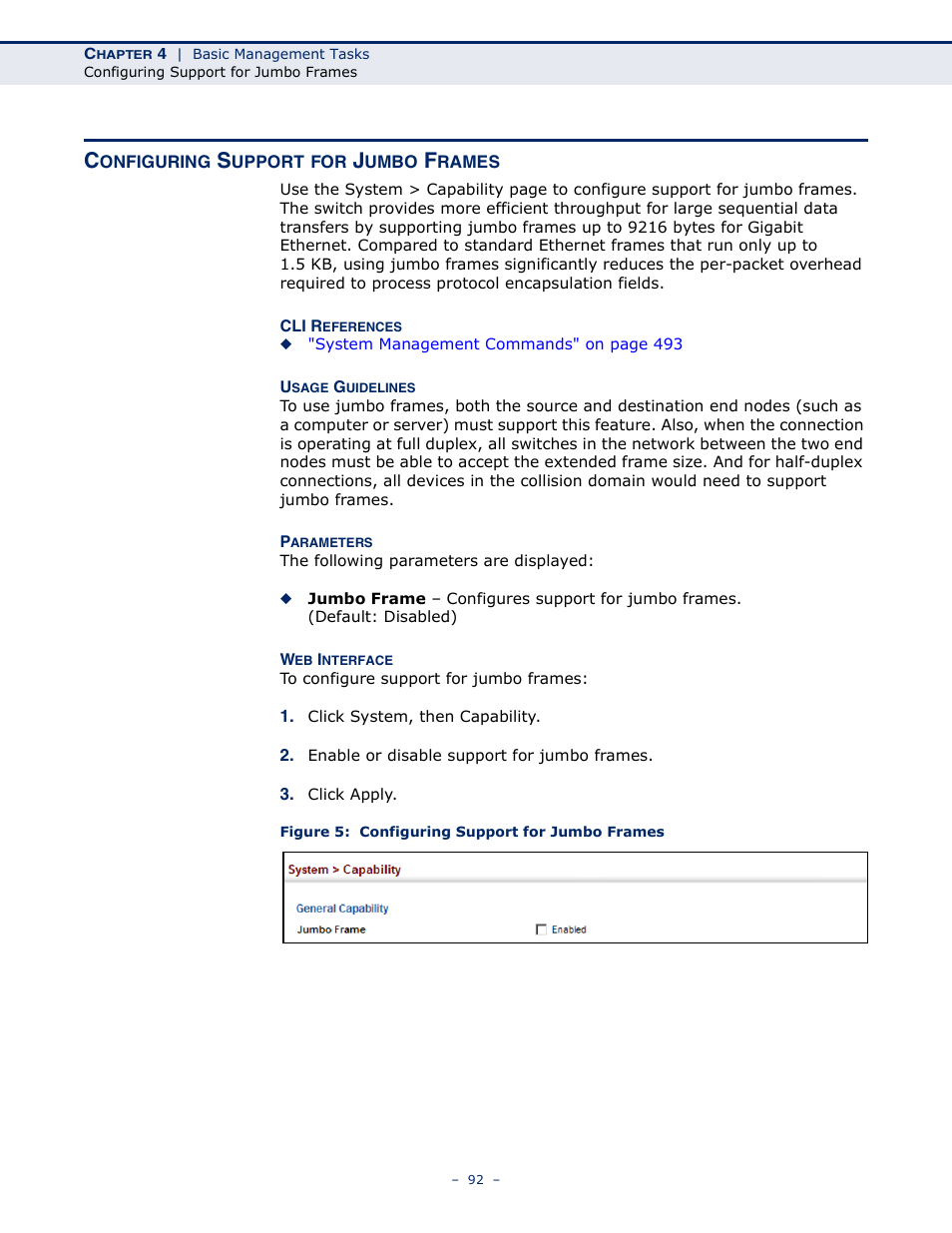 Configuring support for jumbo frames, Figure 5: configuring support for jumbo frames | Microsens MS453490M Management Guide User Manual | Page 92 / 984