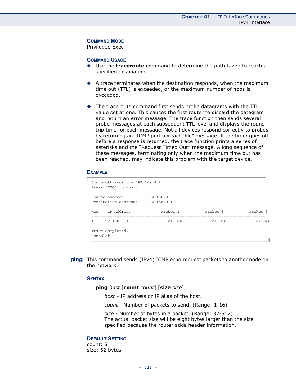 Ping 921, Ping | Microsens MS453490M Management Guide User Manual | Page 921 / 984