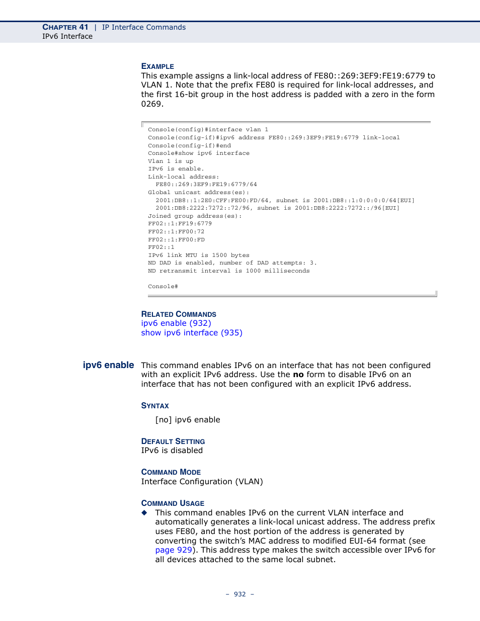 Ipv6 enable | Microsens MS453490M Management Guide User Manual | Page 932 / 984