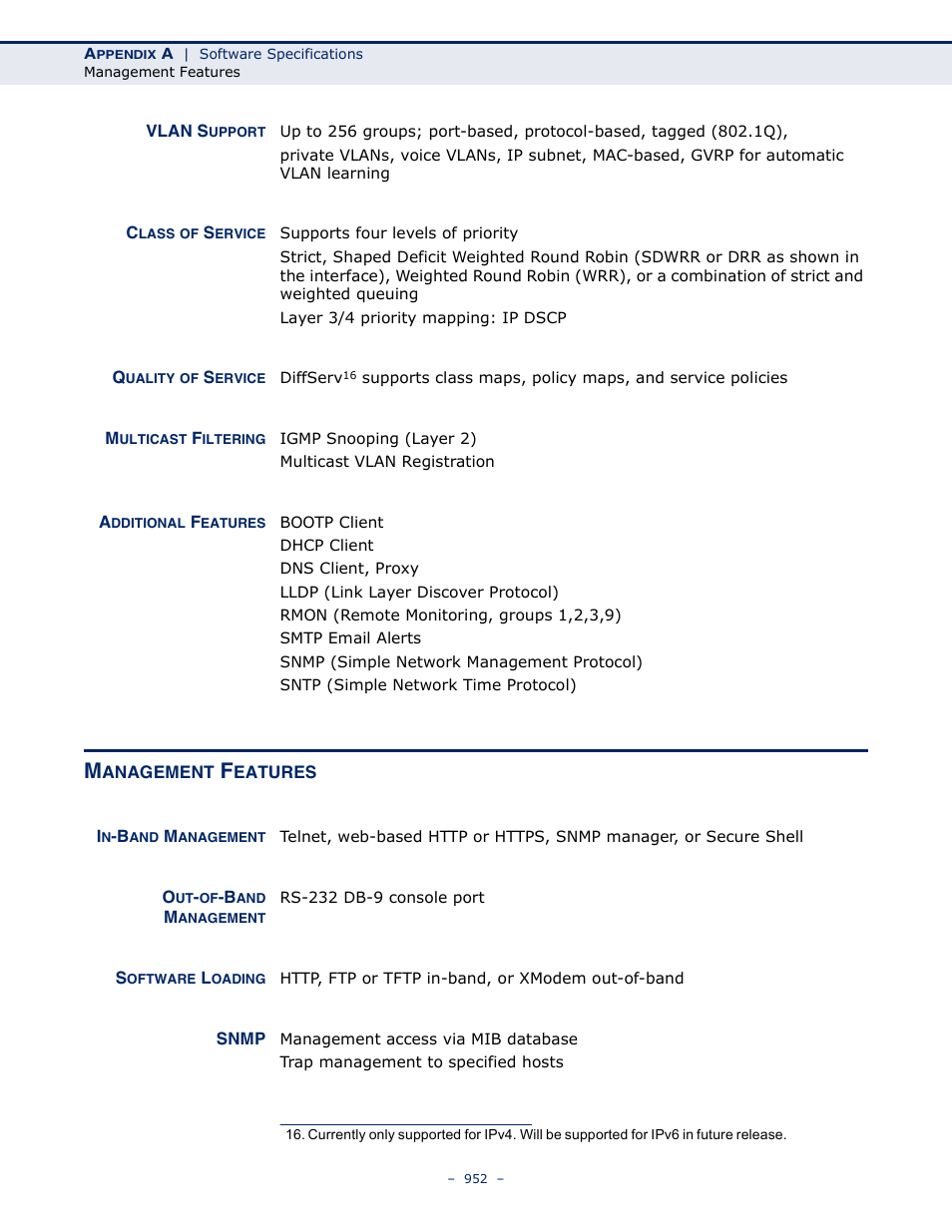 Management features | Microsens MS453490M Management Guide User Manual | Page 952 / 984