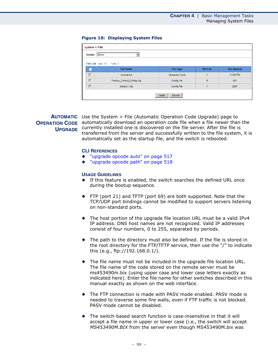 Automatic operation code upgrade, Figure 10: displaying system files | Microsens MS453490M Management Guide User Manual | Page 99 / 984