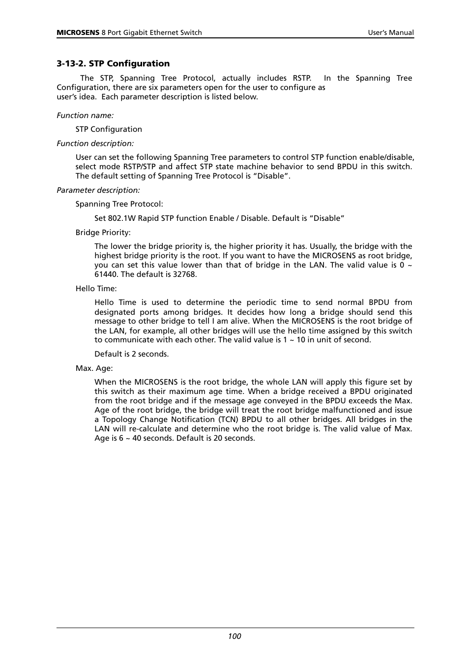 13-2. stp configuration | Microsens MS453522M User Manual | Page 105 / 237