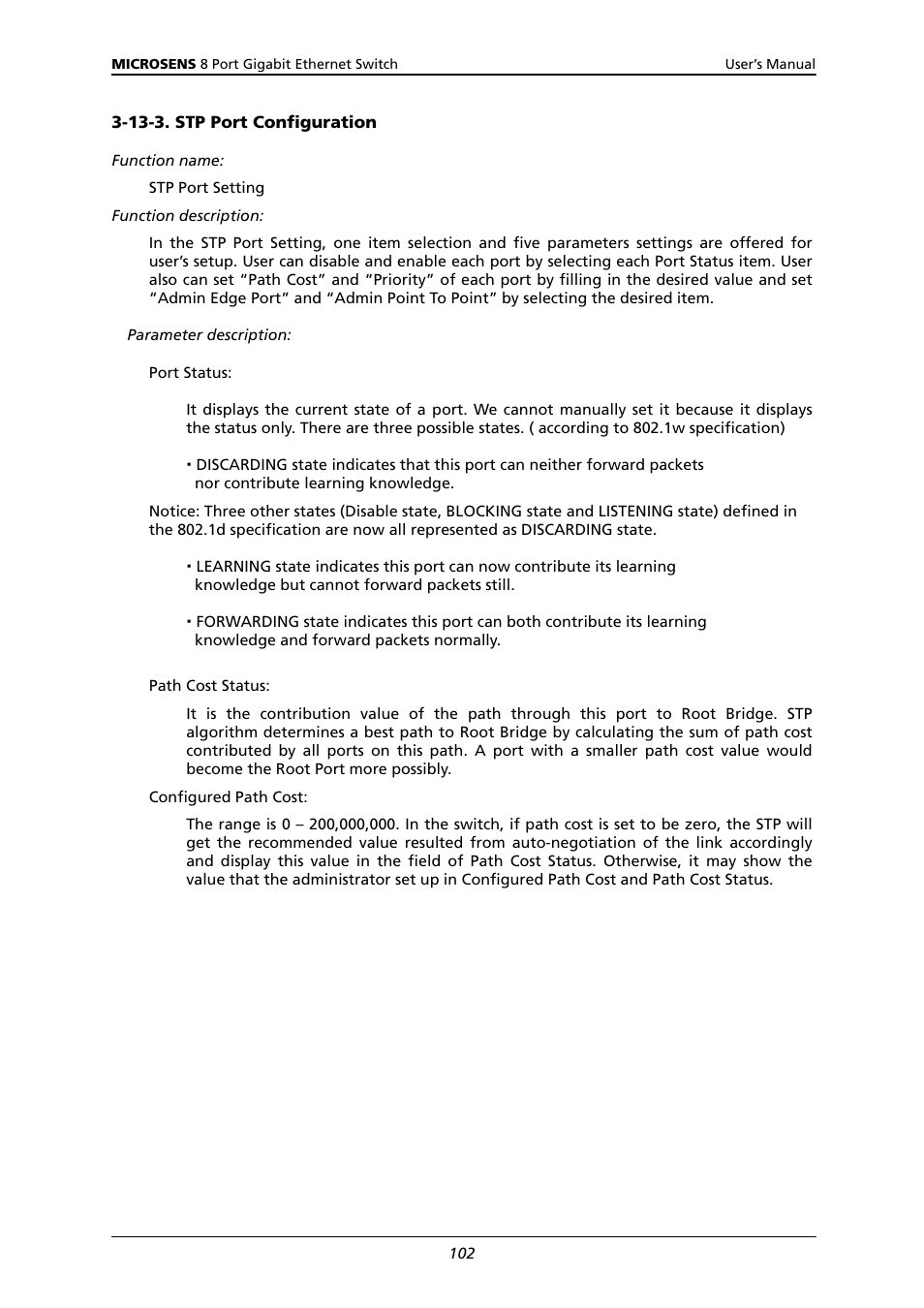 13-3. stp port configuration | Microsens MS453522M User Manual | Page 107 / 237