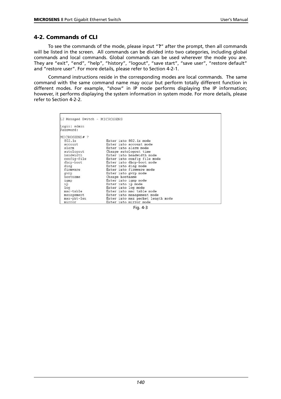 2. c, Ommands of | Microsens MS453522M User Manual | Page 145 / 237