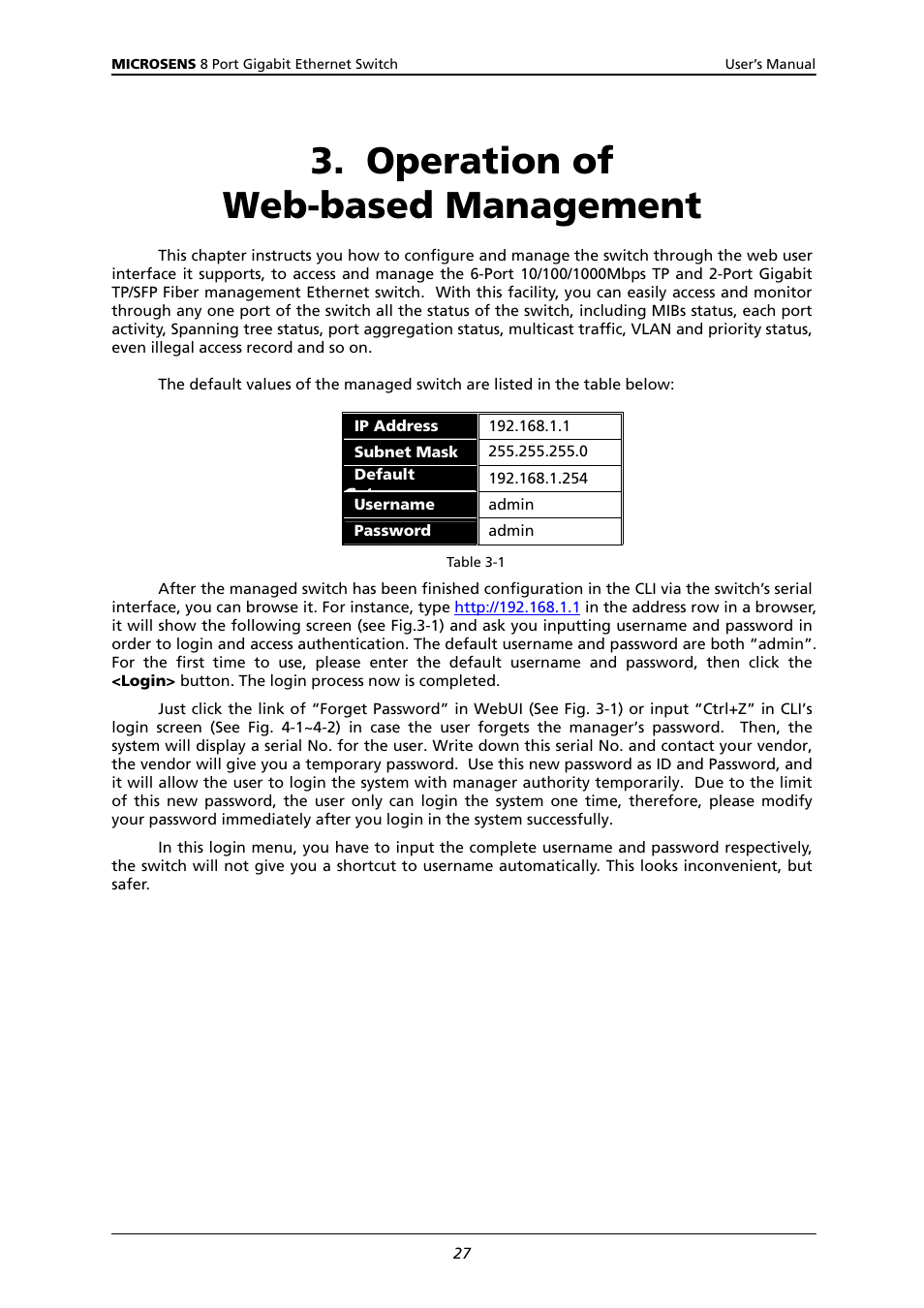 Operation of web-based management | Microsens MS453522M User Manual | Page 32 / 237