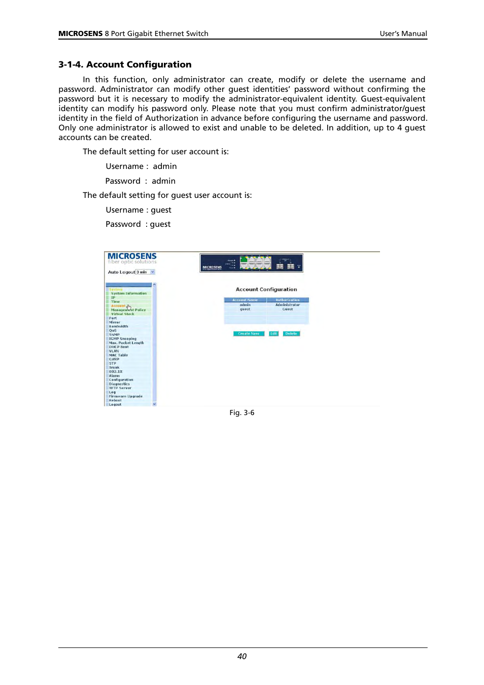 1-4. account configuration | Microsens MS453522M User Manual | Page 45 / 237