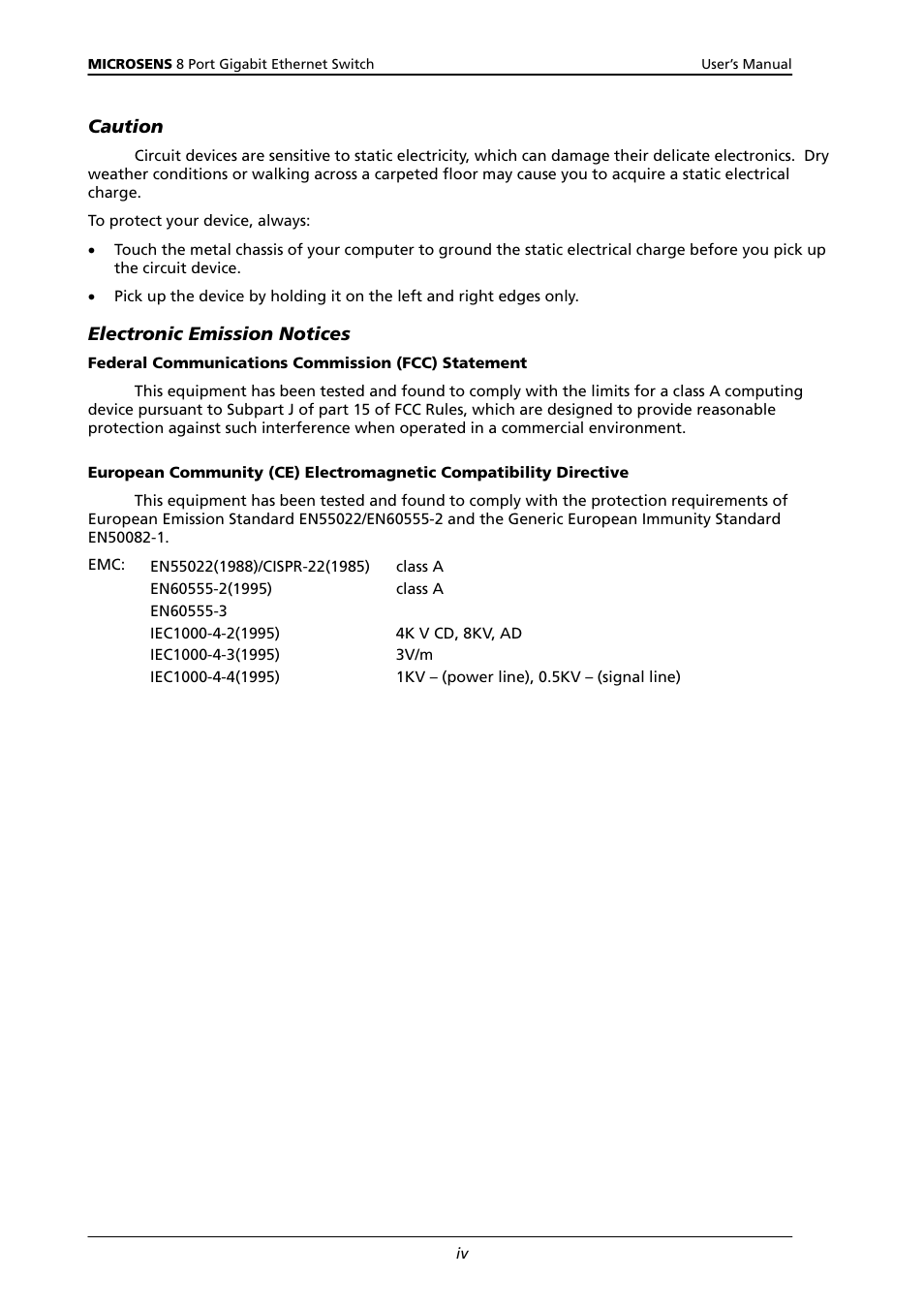 Caution, Electronic emission notices, Aution | Lectronic, Mission, Otices | Microsens MS453522M User Manual | Page 5 / 237