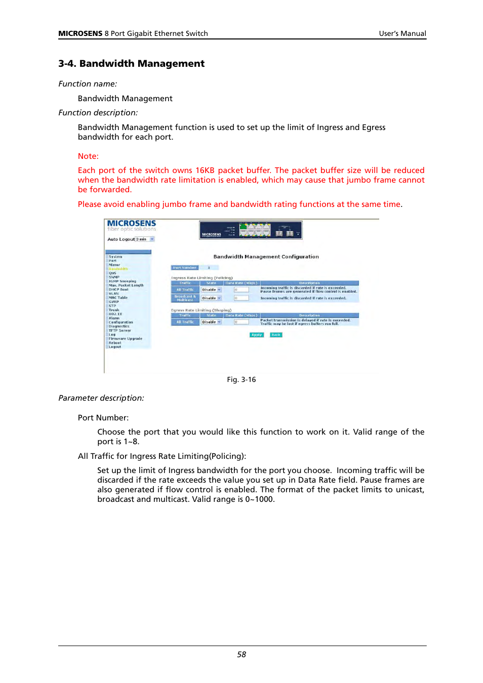 4. b, Andwidth, Anagement | Microsens MS453522M User Manual | Page 63 / 237