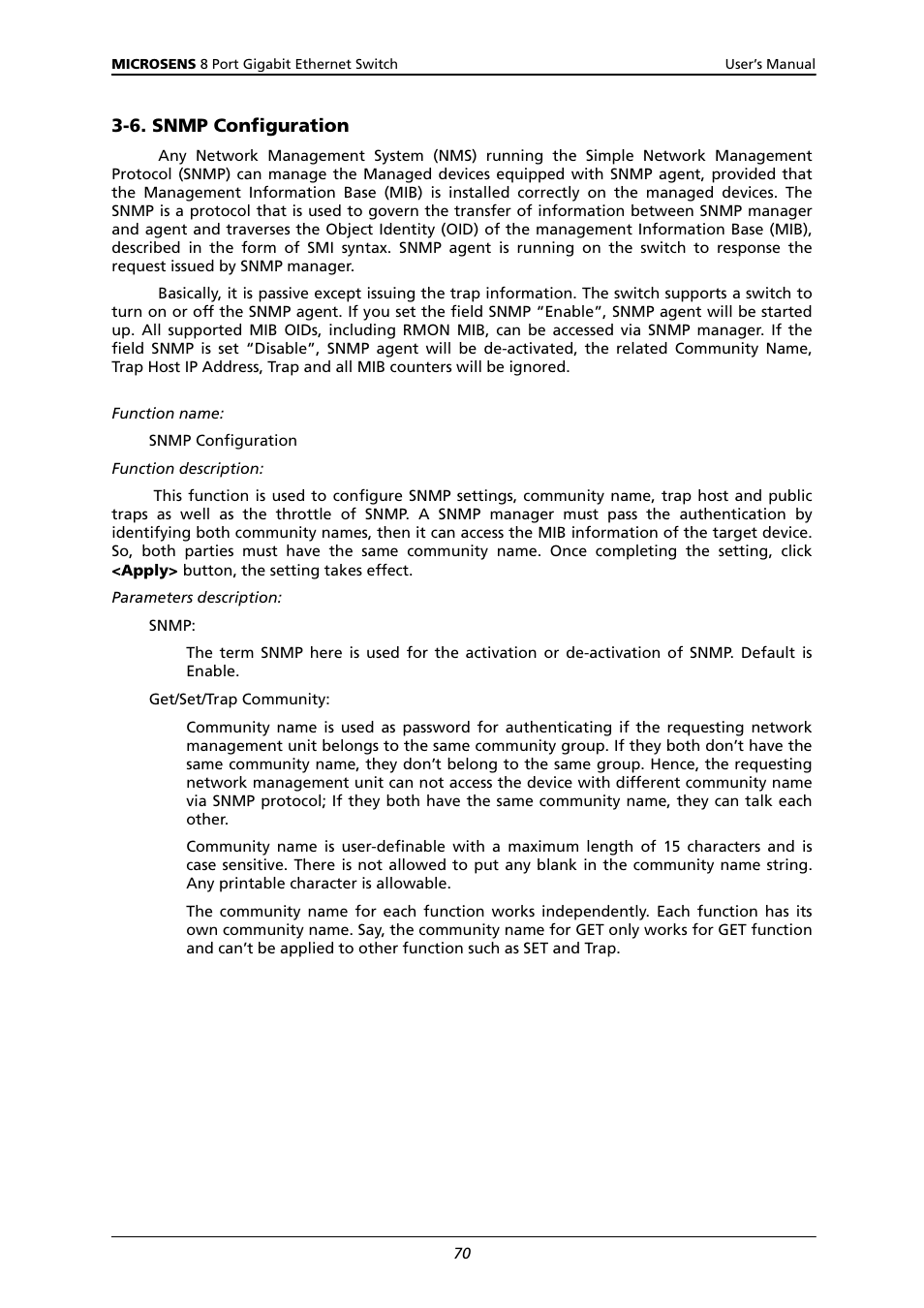6. snmp c, Onfiguration | Microsens MS453522M User Manual | Page 75 / 237