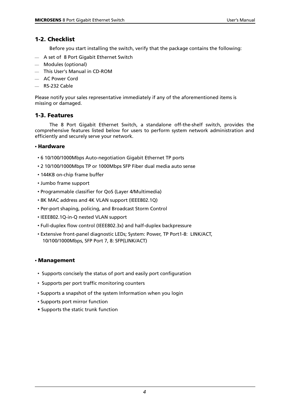 2. c, Hecklist, 3. f | Eatures | Microsens MS453522M User Manual | Page 9 / 237