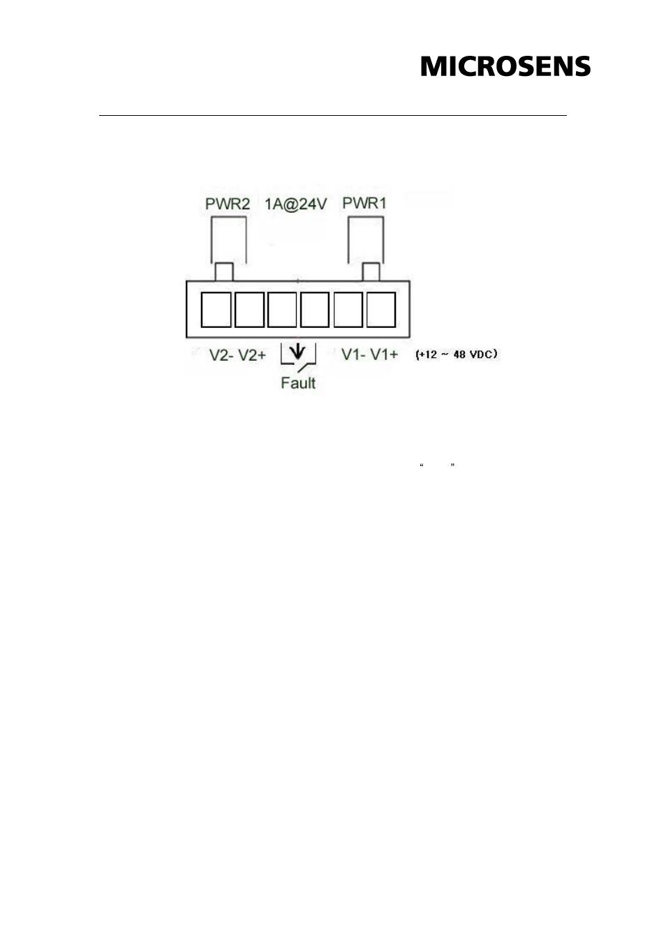 Power connection, Figure 2.9: pin assignment of the power connector, 5 power connection | Microsens MS655104 User Manual | Page 21 / 26