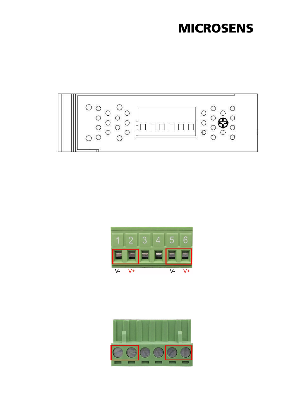 Top view, Wiring the power inputs | Microsens MS655200 User Manual | Page 9 / 21