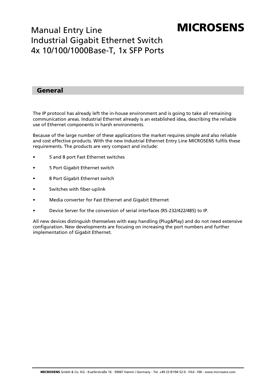 Microsens MS655201 User Manual | 7 pages