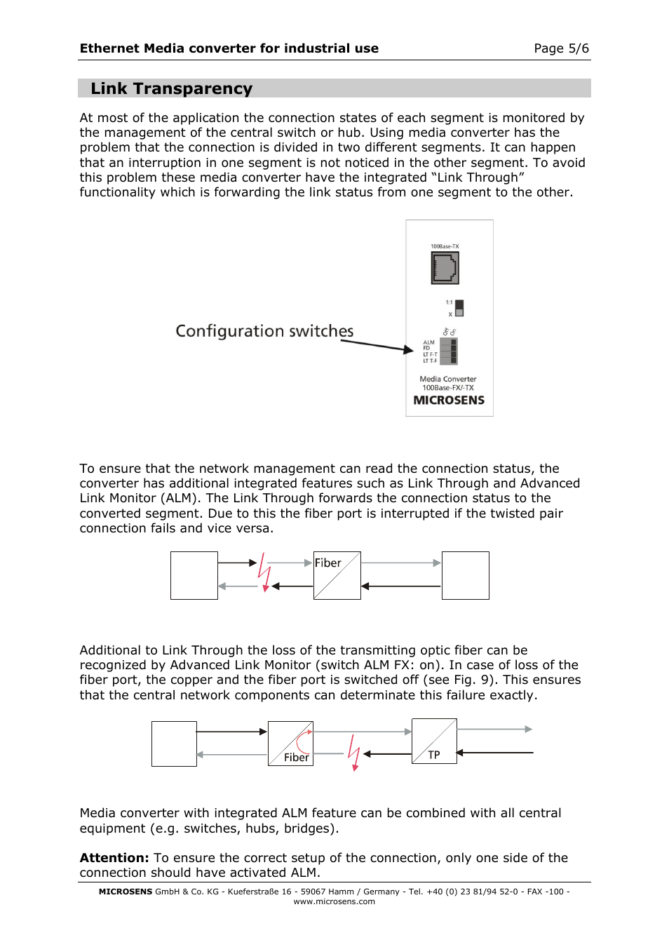 Link transparency | Microsens Ethernet Media Converter in industrial design User Manual | Page 5 / 7