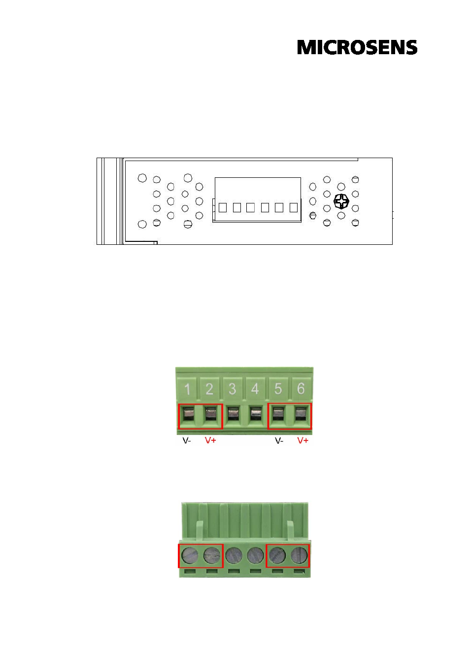 Top view, Wiring the power inputs | Microsens MS655060-562 User Manual | Page 10 / 24