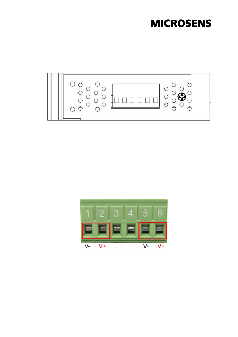 Top view, Wiring the power inputs | Microsens MS655099 User Manual | Page 11 / 28