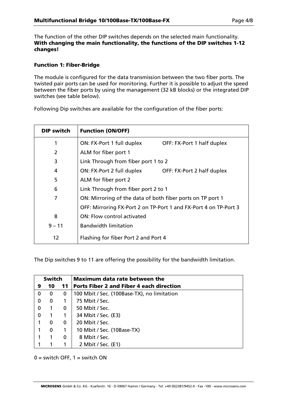 Microsens Fast Ethernet 2 Port Multifunction Bridge User Manual | Page 4 / 8