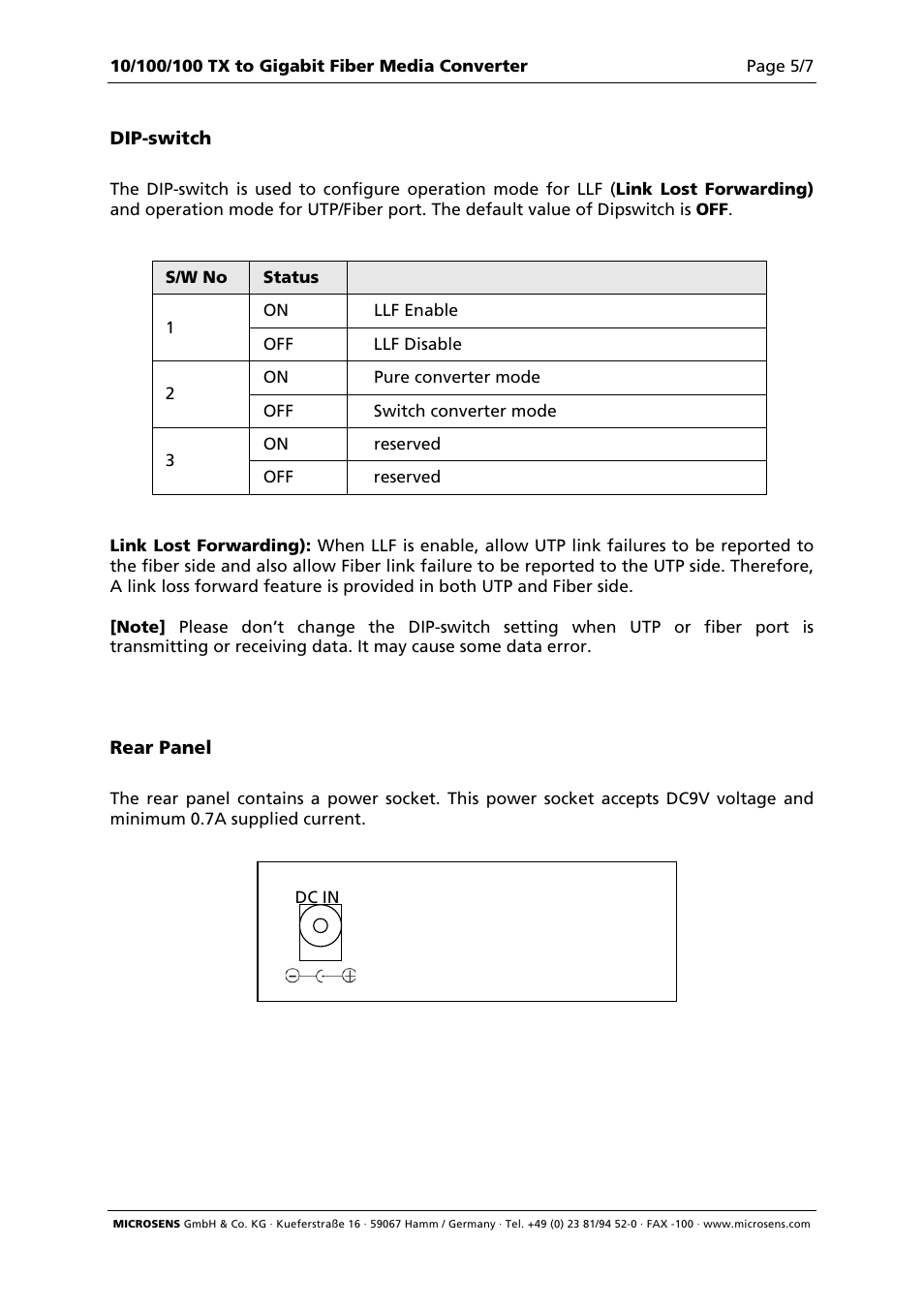 Description | Microsens MS400229 User Manual | Page 5 / 7