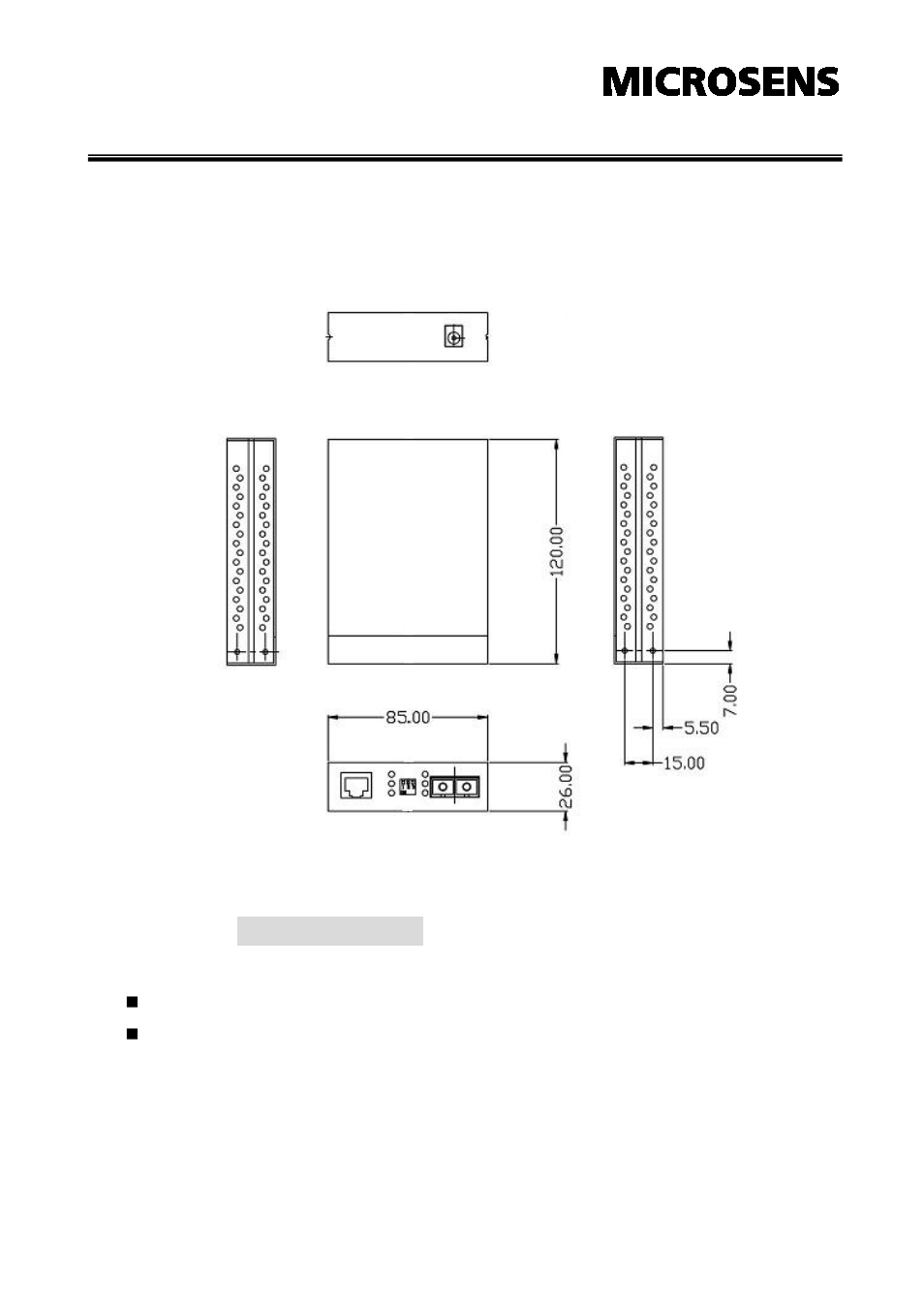 Hardware description, Front panel, Ront | Anel | Microsens MS400220 User Manual | Page 9 / 16