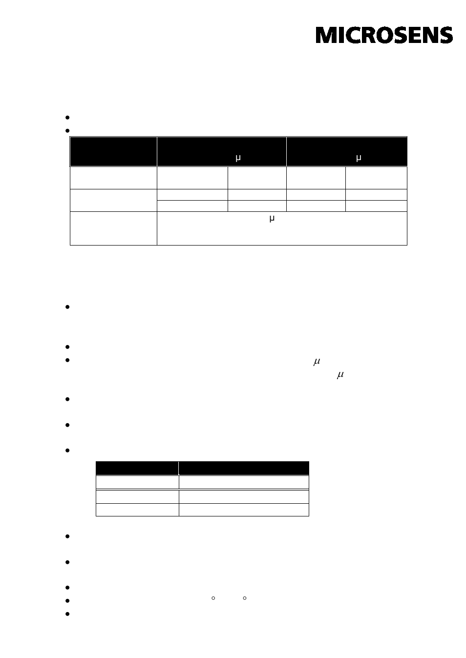 Able, Onnection, Arameter | Tp-f, Iber, Echnical, Pecifications | Microsens MS400080 User Manual | Page 11 / 12