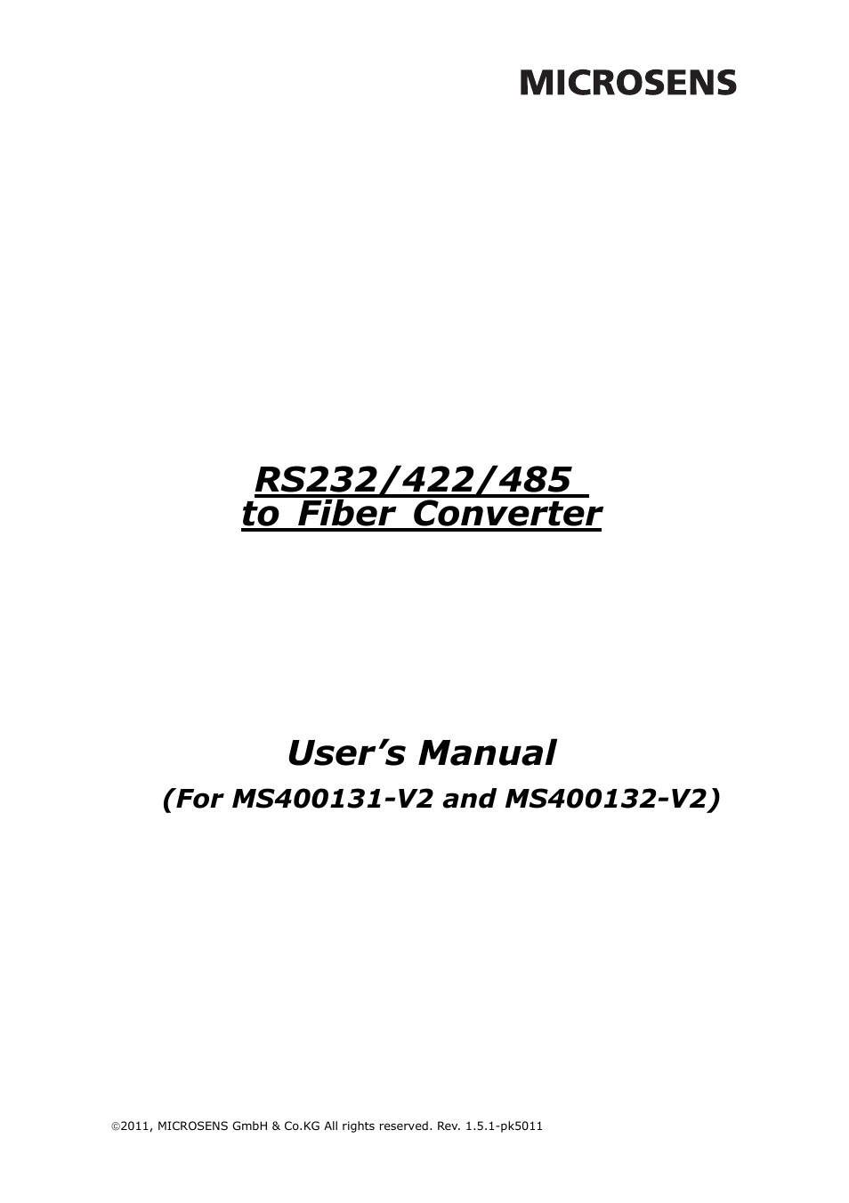Microsens RS-232 User Manual | 9 pages