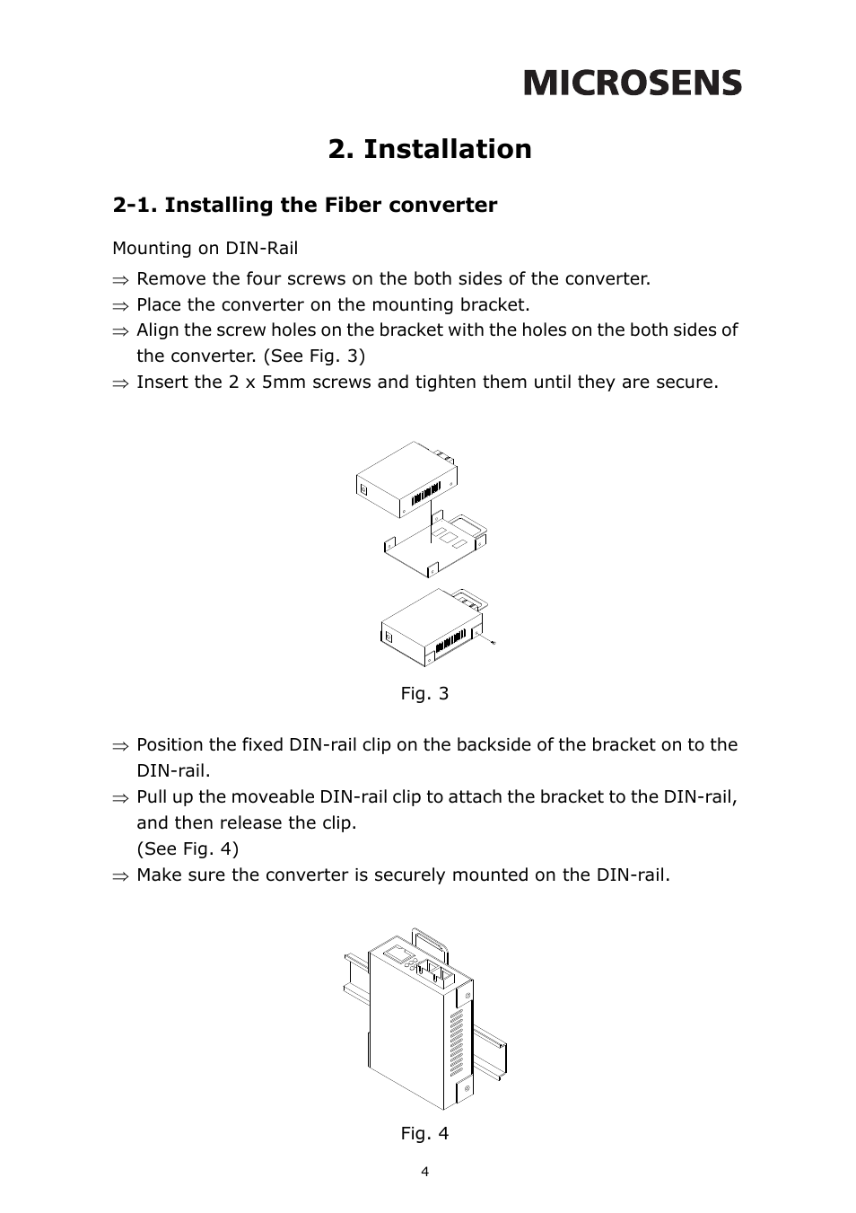 Installation | Microsens RS-232 User Manual | Page 5 / 9