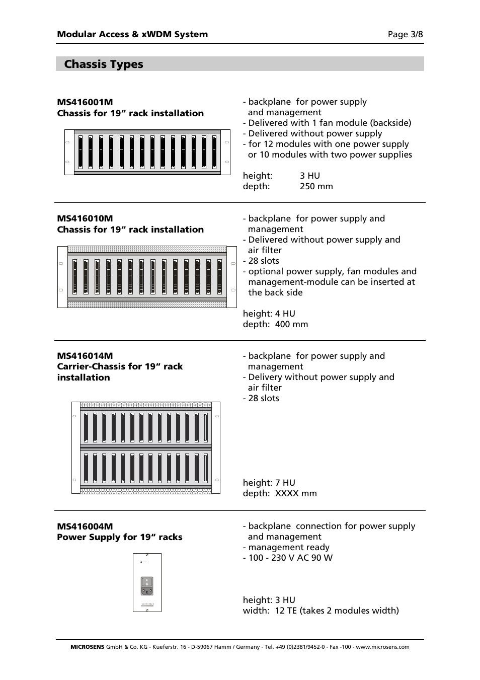 Chassis types | Microsens Modular Enterprise Chassis 4 HU User Manual | Page 3 / 8