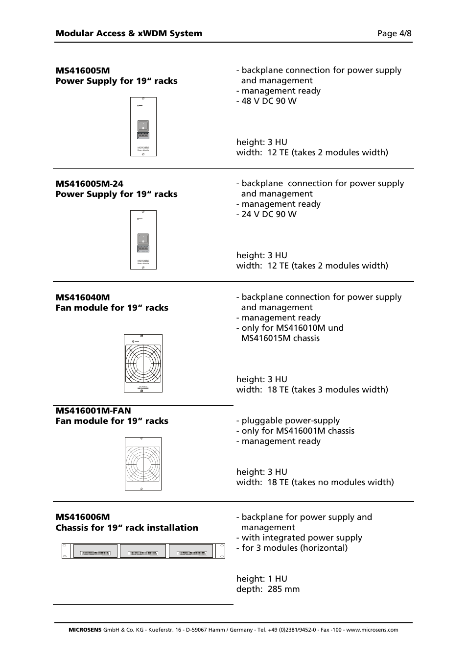 Microsens Modular Enterprise Chassis 4 HU User Manual | Page 4 / 8