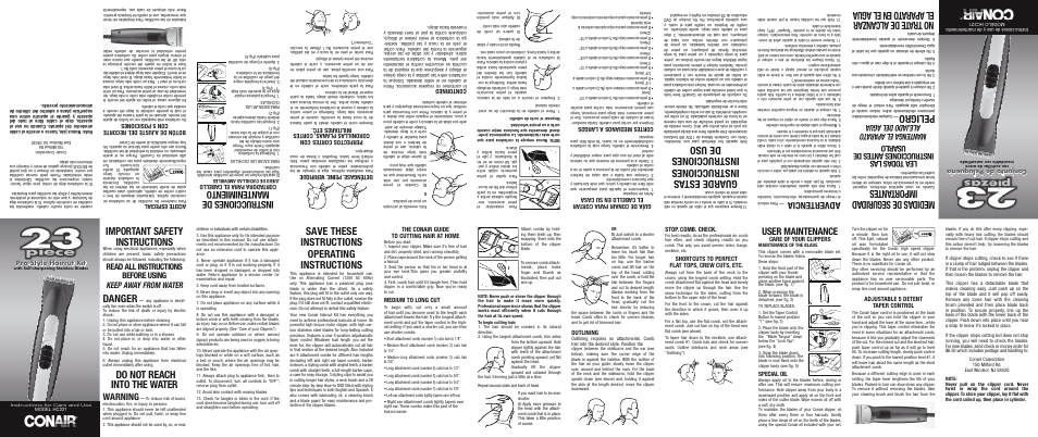 Conair HC221 User Manual | 2 pages